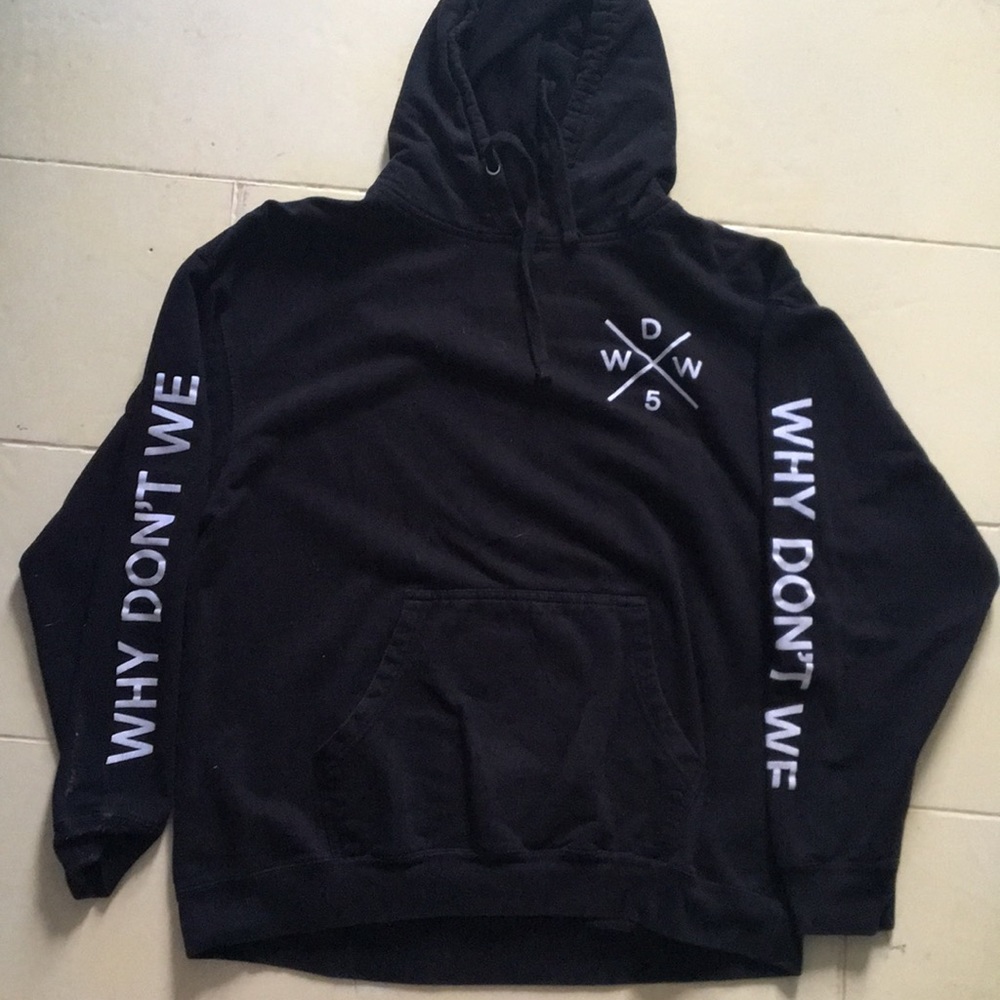 Black and white why don’t we hoodie, extra large